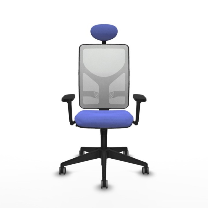 Motilla sincro malla blanca bali azul claro brazos 3D base piramidal cabecero fijo ruedas 65mm engomadas