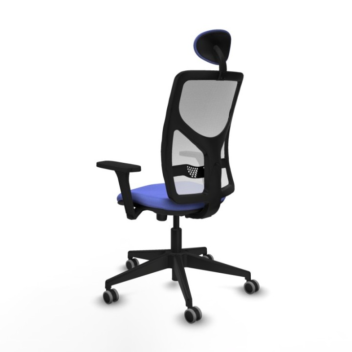 Motilla sincro malla blanca bali azul claro brazos 3D base piramidal cabecero fijo ruedas 65mm engomadas