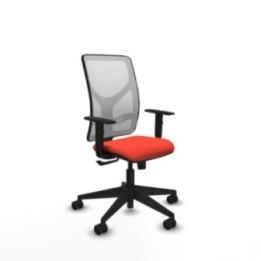 Motilla sincro malla blanca bali naranja oscuro brazos 1D base piramidal  ruedas 65mm nailon