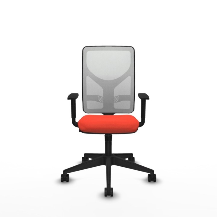 Motilla sincro malla blanca bali naranja oscuro brazos 1D base piramidal  ruedas 65mm nailon