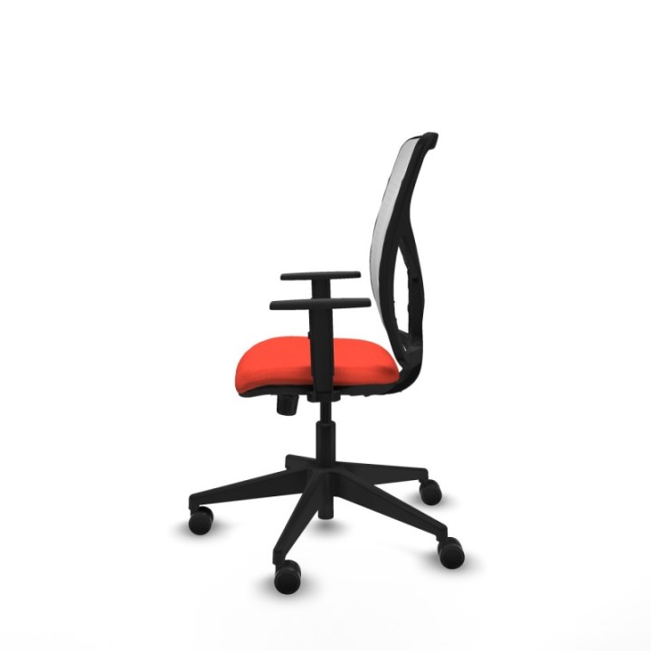 Motilla sincro malla blanca bali naranja oscuro brazos 1D base piramidal  ruedas 65mm nailon