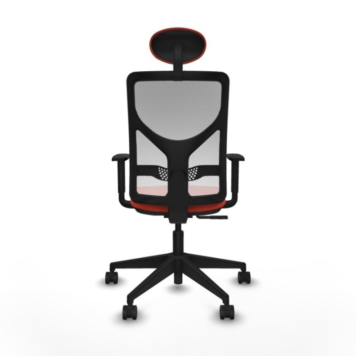 Motilla sincro malla blanca bali naranja oscuro brazos 1D base piramidal cabecero fijo ruedas 65mm nailon