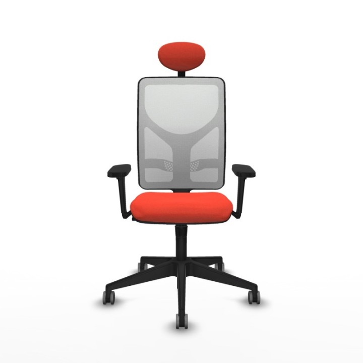 Motilla sincro malla blanca bali naranja oscuro brazos 3D base piramidal cabecero fijo ruedas 65mm engomadas