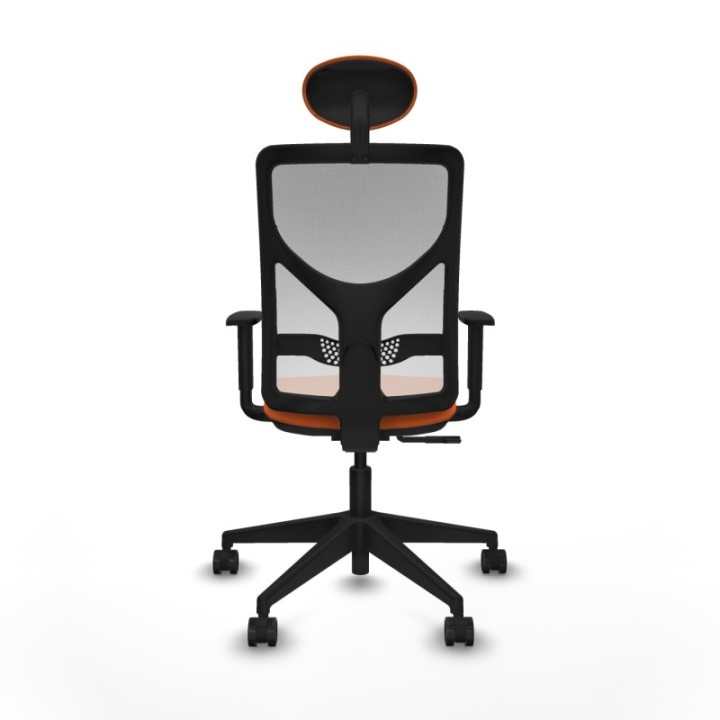 Motilla sincro malla blanca bali naranja brazos 1D base piramidal cabecero fijo ruedas 65mm nailon