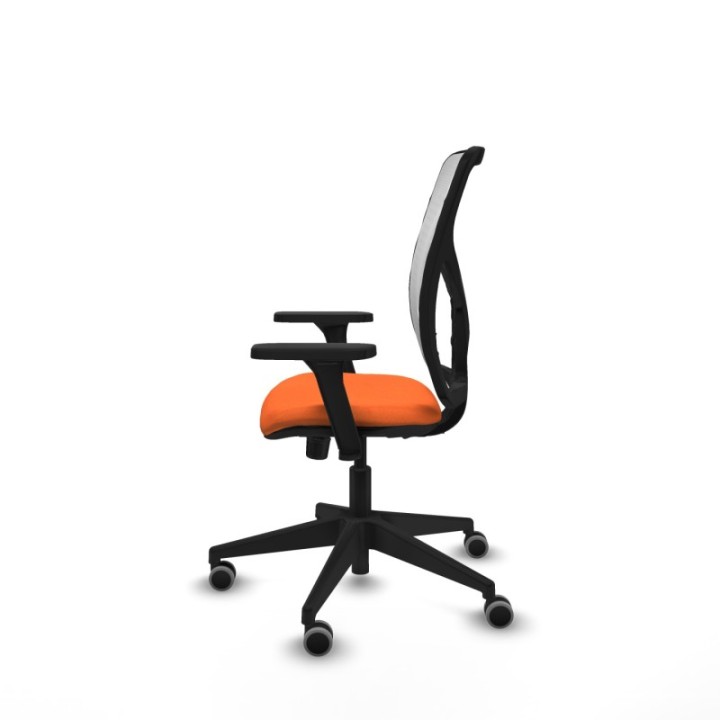 Motilla sincro malla blanca bali naranja brazos 3D base piramidal  ruedas 65mm engomadas