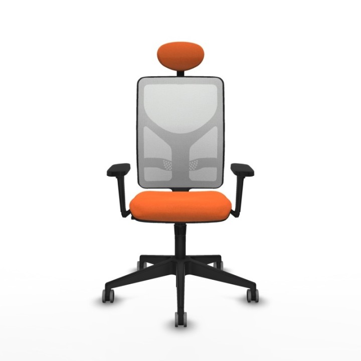 Motilla sincro malla blanca bali naranja brazos 3D base piramidal cabecero fijo ruedas 65mm engomadas