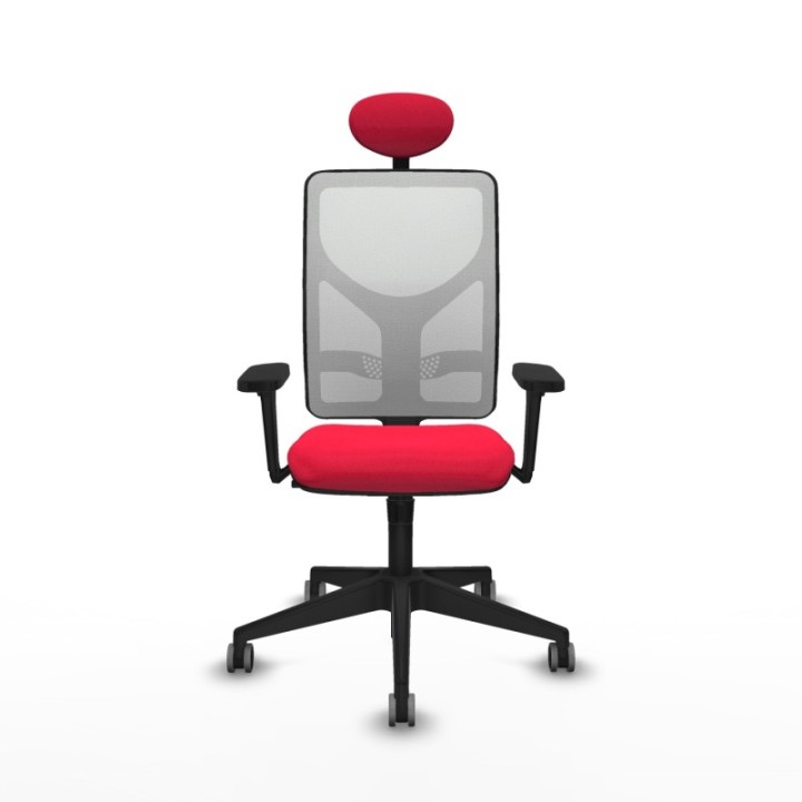 Motilla sincro malla blanca bali rojo brazos 3D base piramidal cabecero fijo ruedas 65mm engomadas