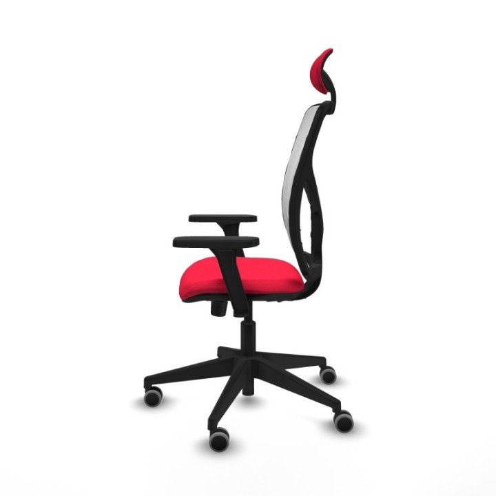 Motilla sincro malla blanca bali rojo brazos 3D base piramidal cabecero fijo ruedas 65mm engomadas