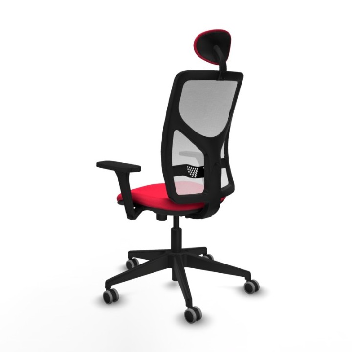 Motilla sincro malla blanca bali rojo brazos 3D base piramidal cabecero fijo ruedas 65mm engomadas