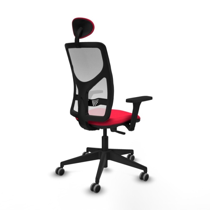 Motilla sincro malla blanca bali rojo brazos 3D base piramidal cabecero fijo ruedas 65mm engomadas