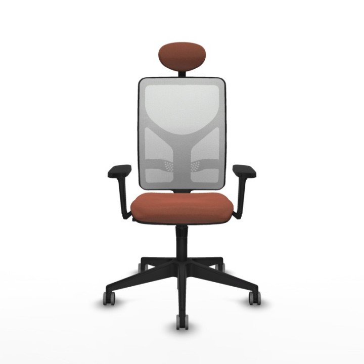 Motilla sincro malla blanca bali marrón brazos 3D base piramidal cabecero fijo ruedas 65mm engomadas