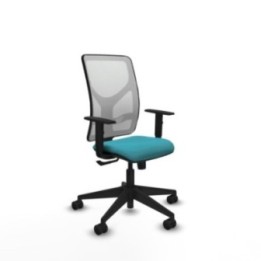 Motilla sincro malla blanca bali turquesa brazos 1D base piramidal  ruedas 65mm nailon