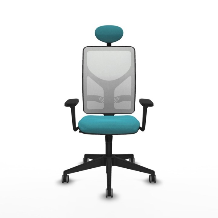 Motilla sincro malla blanca bali turquesa brazos 3D base piramidal cabecero fijo ruedas 65mm engomadas