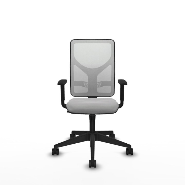 Motilla sincro malla blanca bali gris claro brazos 1D base piramidal  ruedas 65mm nailon