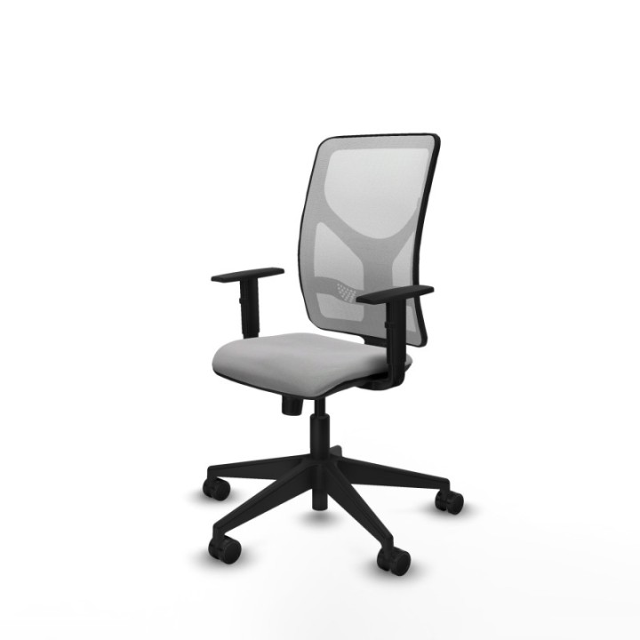 Motilla sincro malla blanca bali gris claro brazos 1D base piramidal  ruedas 65mm nailon