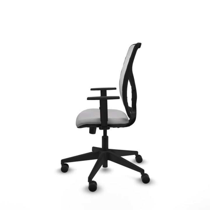 Motilla sincro malla blanca bali gris claro brazos 1D base piramidal  ruedas 65mm nailon