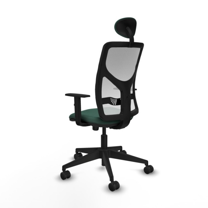 Motilla sincro malla blanca bali verde botella brazos 1D base piramidal cabecero fijo ruedas 65mm nailon