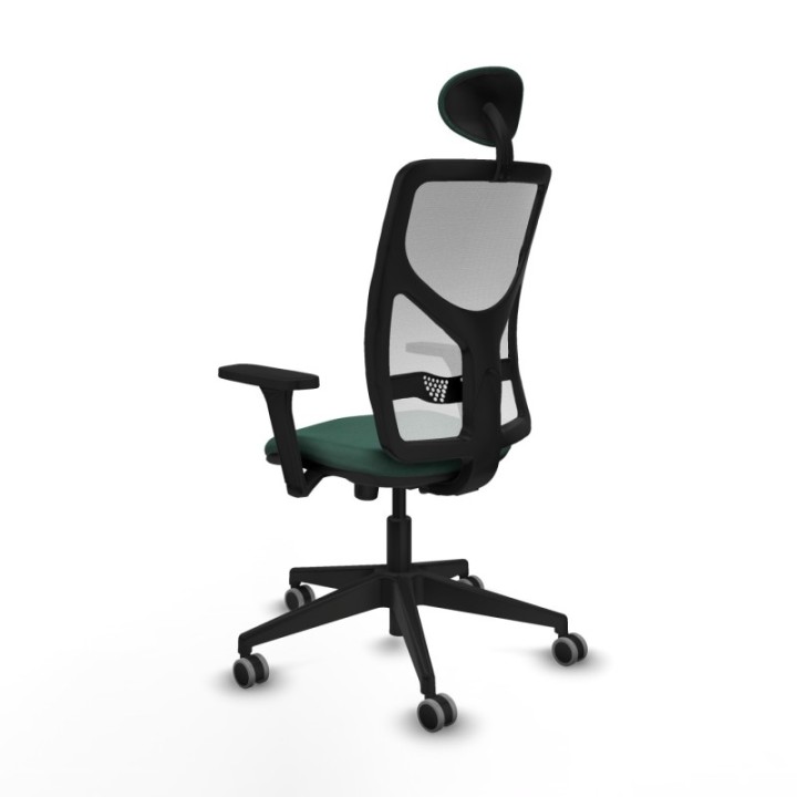 Motilla sincro malla blanca bali verde botella brazos 3D base piramidal cabecero fijo ruedas 65mm engomadas