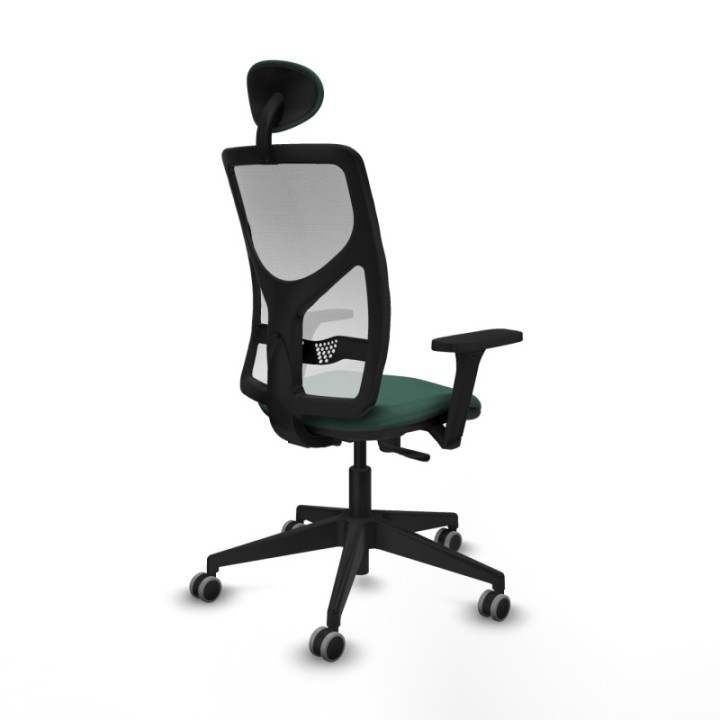 Motilla sincro malla blanca bali verde botella brazos 3D base piramidal cabecero fijo ruedas 65mm engomadas