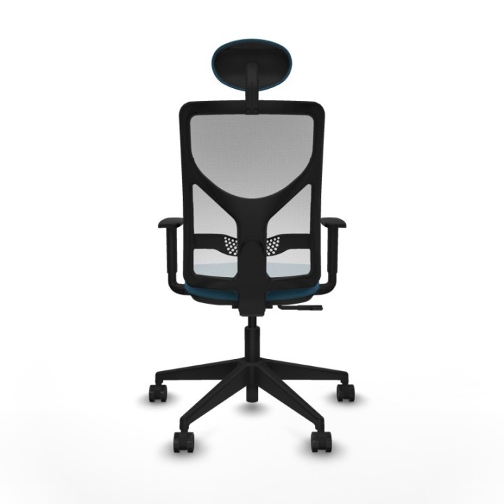 Motilla sincro malla blanca bali verde petroleo brazos 1D base piramidal cabecero fijo ruedas 65mm nailon