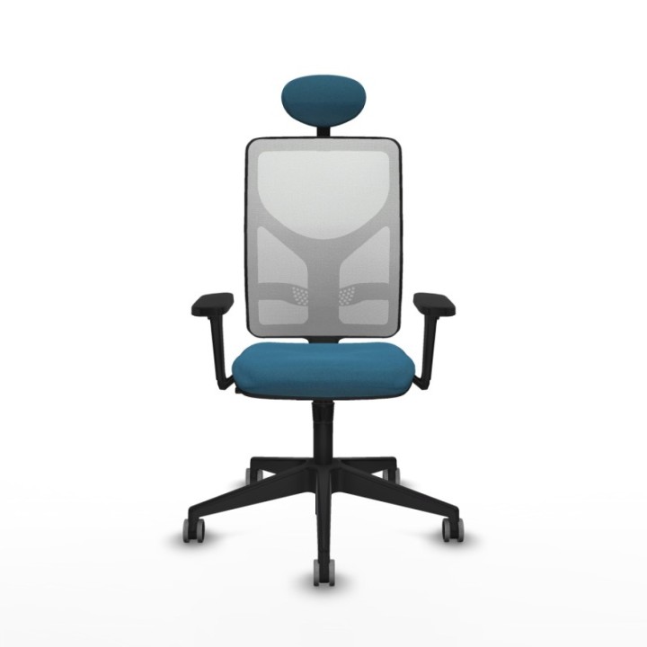 Motilla sincro malla blanca bali verde petroleo brazos 3D base piramidal cabecero fijo ruedas 65mm engomadas