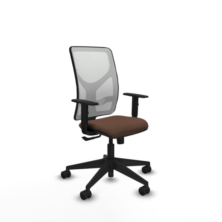 Motilla sincro malla blanca bali marrón oscuro brazos 1D base piramidal  ruedas 65mm nailon