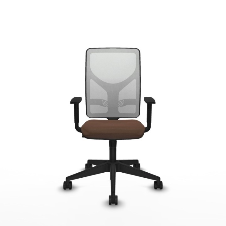 Motilla sincro malla blanca bali marrón oscuro brazos 1D base piramidal  ruedas 65mm nailon