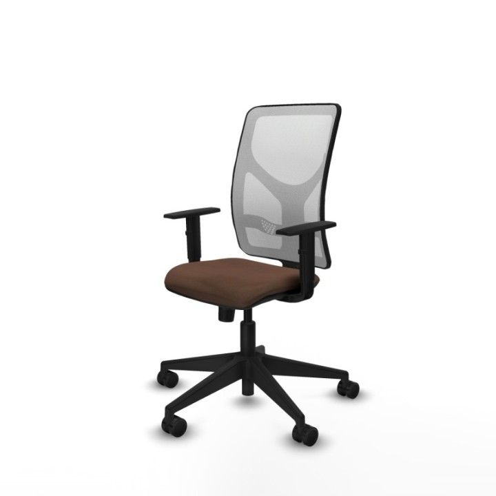 Motilla sincro malla blanca bali marrón oscuro brazos 1D base piramidal  ruedas 65mm nailon