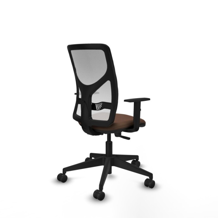 Motilla sincro malla blanca bali marrón oscuro brazos 1D base piramidal  ruedas 65mm nailon