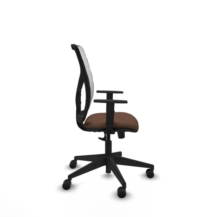 Motilla sincro malla blanca bali marrón oscuro brazos 1D base piramidal  ruedas 65mm nailon