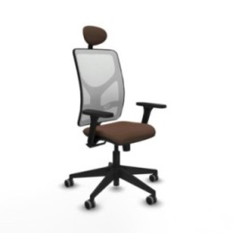 Motilla sincro malla blanca bali marrón oscuro brazos 3D base piramidal cabecero fijo ruedas 65mm engomadas