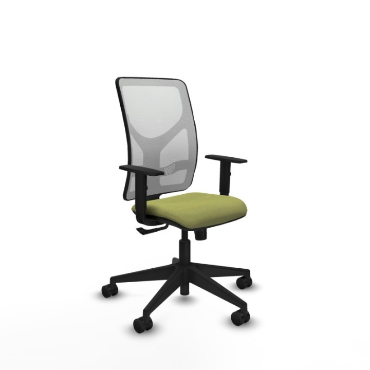 Motilla sincro malla blanca bali verde oliva brazos 1D base piramidal  ruedas 65mm nailon