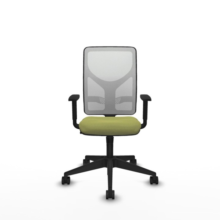 Motilla sincro malla blanca bali verde oliva brazos 1D base piramidal  ruedas 65mm nailon