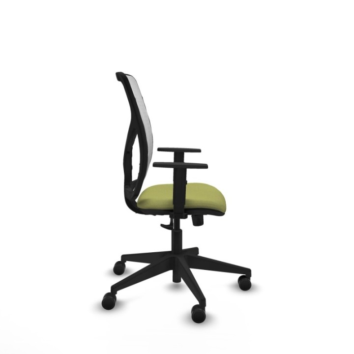 Motilla sincro malla blanca bali verde oliva brazos 1D base piramidal  ruedas 65mm nailon