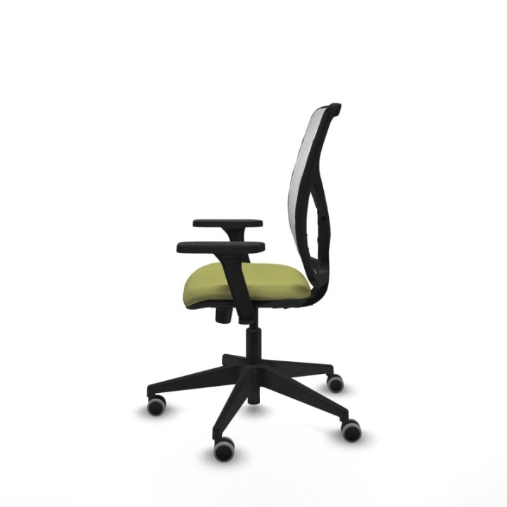 Motilla sincro malla blanca bali verde oliva brazos 3D base piramidal  ruedas 65mm engomadas