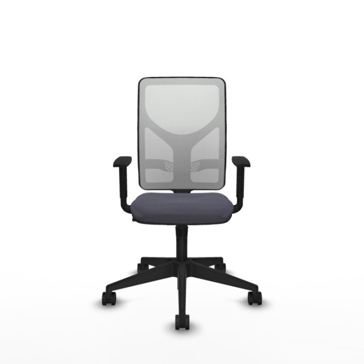 Motilla sincro malla blanca bali gris oscuro brazos 1D base piramidal  ruedas 65mm nailon