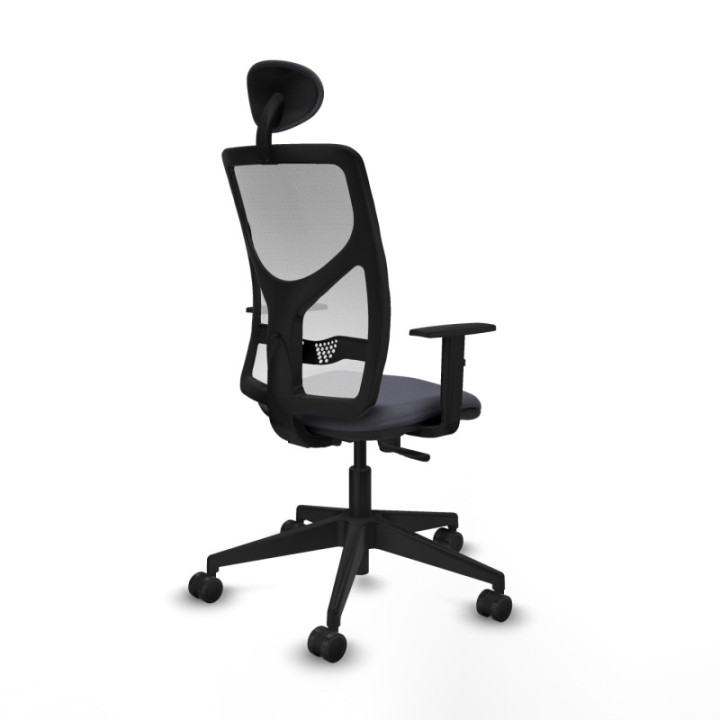 Motilla sincro malla blanca bali gris oscuro brazos 1D base piramidal cabecero fijo ruedas 65mm nailon