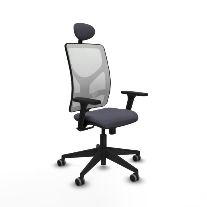 Motilla sincro malla blanca bali gris oscuro brazos 3D base piramidal cabecero fijo ruedas 65mm engomadas