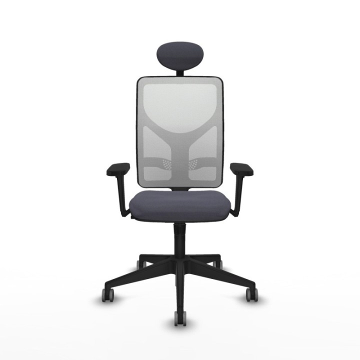 Motilla sincro malla blanca bali gris oscuro brazos 3D base piramidal cabecero fijo ruedas 65mm engomadas