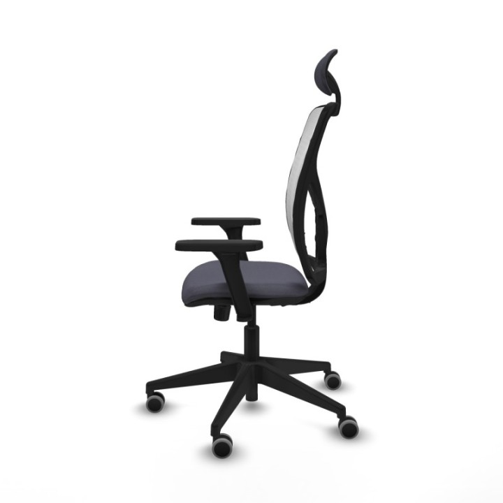 Motilla sincro malla blanca bali gris oscuro brazos 3D base piramidal cabecero fijo ruedas 65mm engomadas