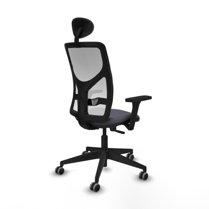 Motilla sincro malla blanca bali gris oscuro brazos 3D base piramidal cabecero fijo ruedas 65mm engomadas