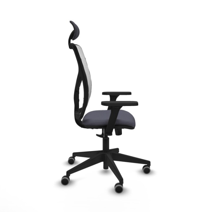 Motilla sincro malla blanca bali gris oscuro brazos 3D base piramidal cabecero fijo ruedas 65mm engomadas