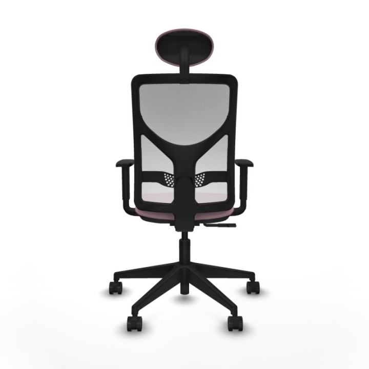 Motilla sincro malla blanca bali rosa brazos 1D base piramidal cabecero fijo ruedas 65mm nailon