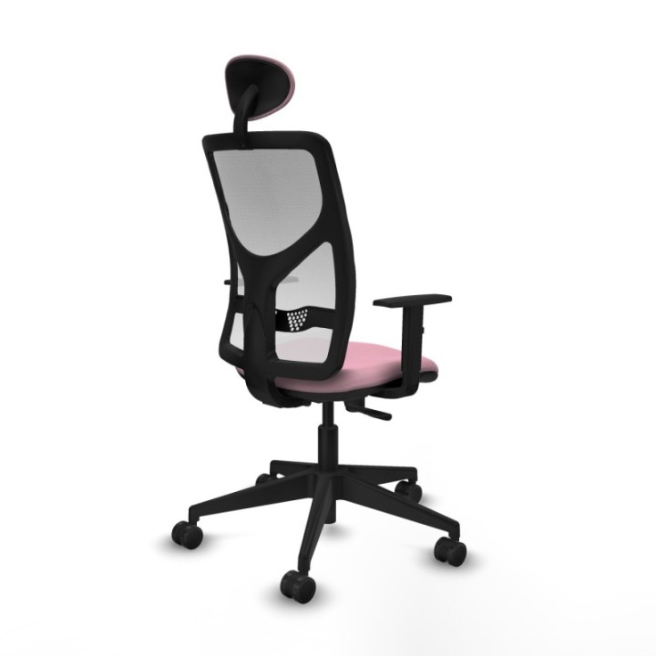 Motilla sincro malla blanca bali rosa brazos 1D base piramidal cabecero fijo ruedas 65mm nailon