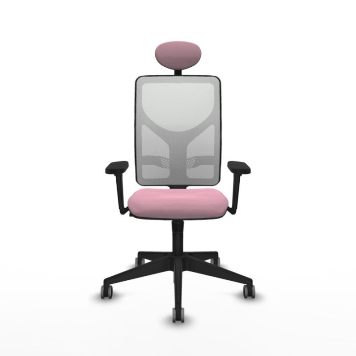 Motilla sincro malla blanca bali rosa brazos 3D base piramidal cabecero fijo ruedas 65mm engomadas