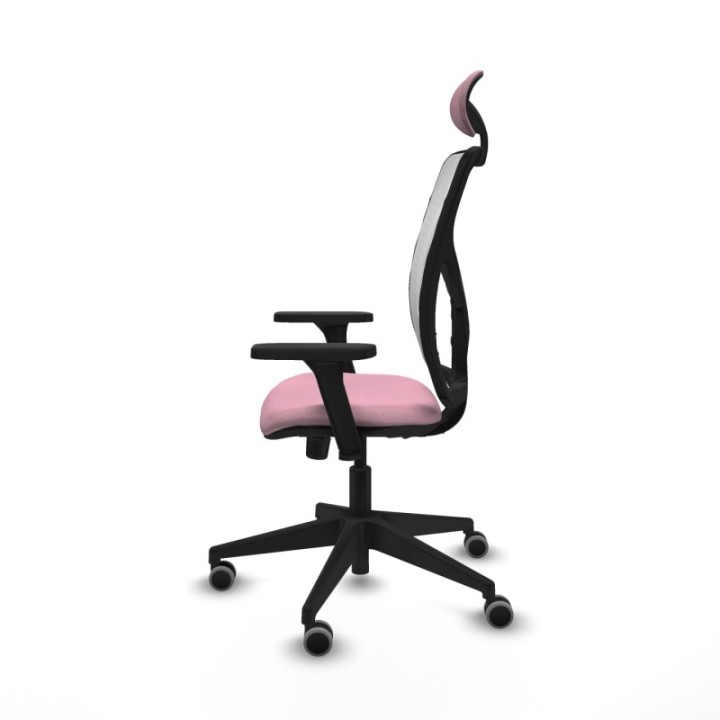 Motilla sincro malla blanca bali rosa brazos 3D base piramidal cabecero fijo ruedas 65mm engomadas