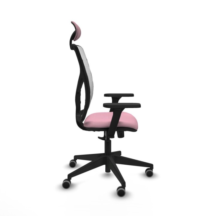 Motilla sincro malla blanca bali rosa brazos 3D base piramidal cabecero fijo ruedas 65mm engomadas