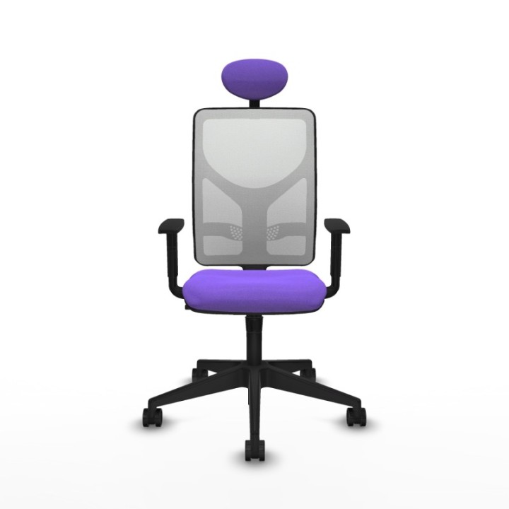 Motilla sincro malla blanca bali lila brazos 1D base piramidal cabecero fijo ruedas 65mm nailon