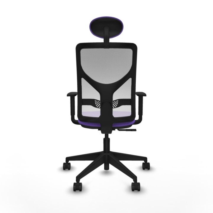 Motilla sincro malla blanca bali lila brazos 1D base piramidal cabecero fijo ruedas 65mm nailon