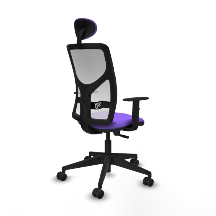 Motilla sincro malla blanca bali lila brazos 1D base piramidal cabecero fijo ruedas 65mm nailon